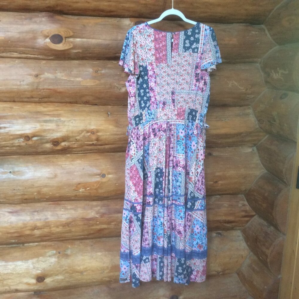 Matilda Jane Wildlife Patchwork Print Smocked Waist Cottagecore Maxi Dress XL - Picture 2 of 4